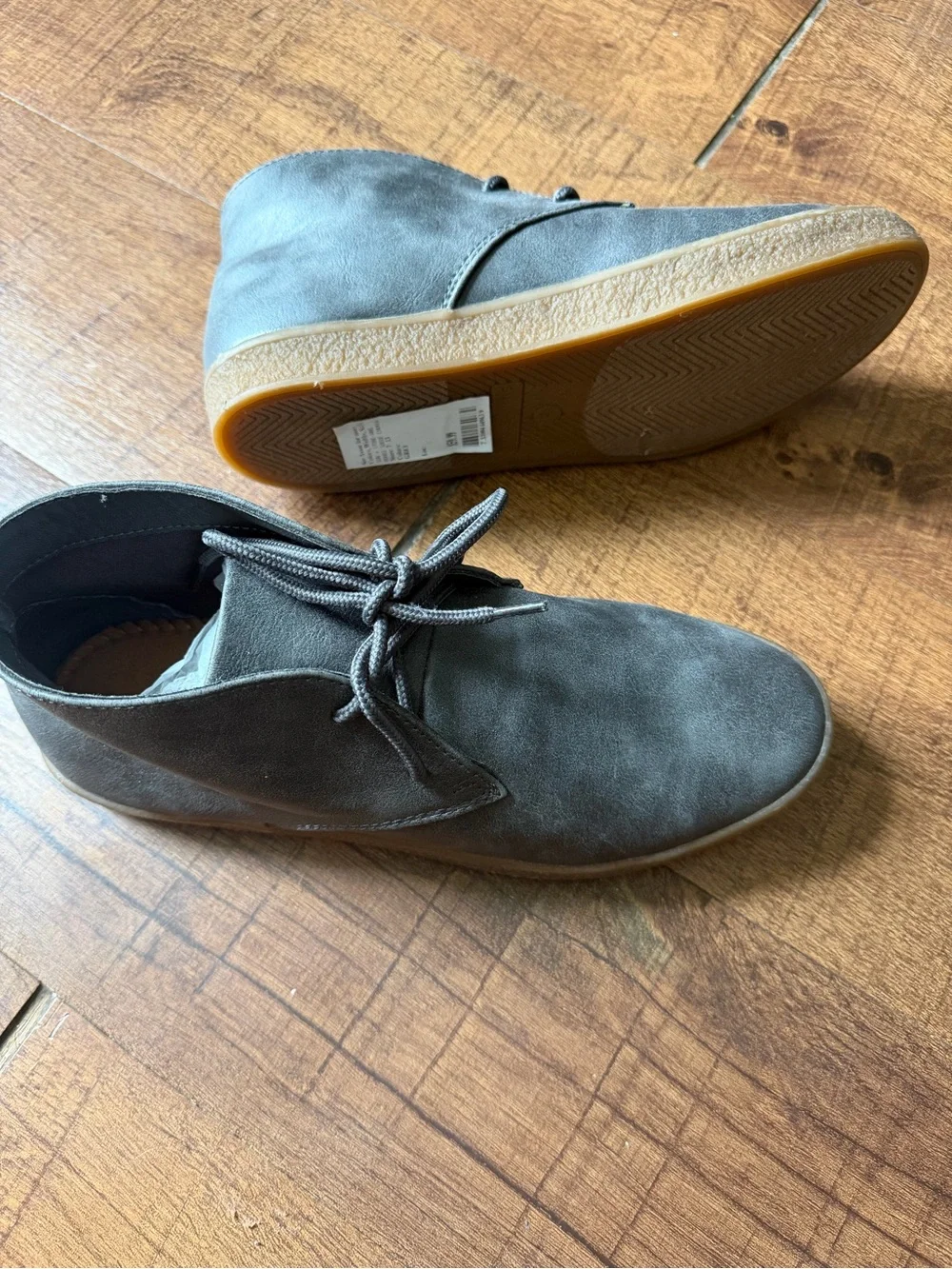 Sun + Stone Gray Chukka Boots with Brown Sole